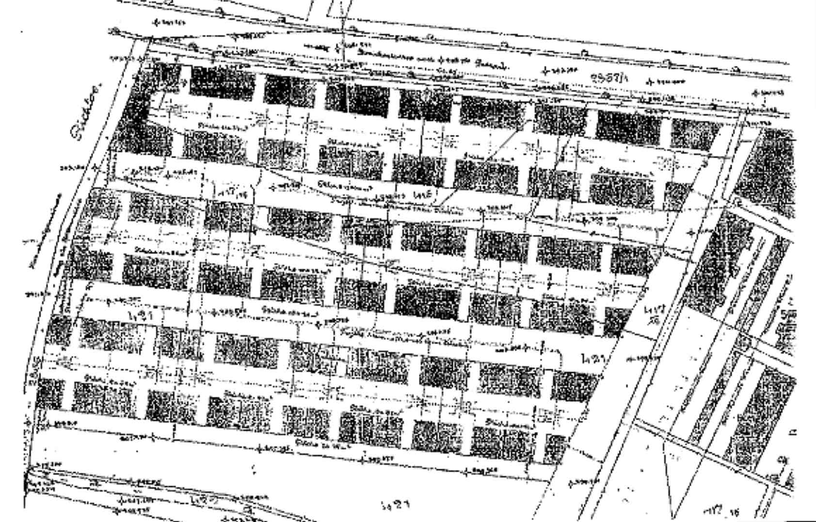 Zemanův návrh územního plánu zástavby dělnickými domky (r. 1886)
