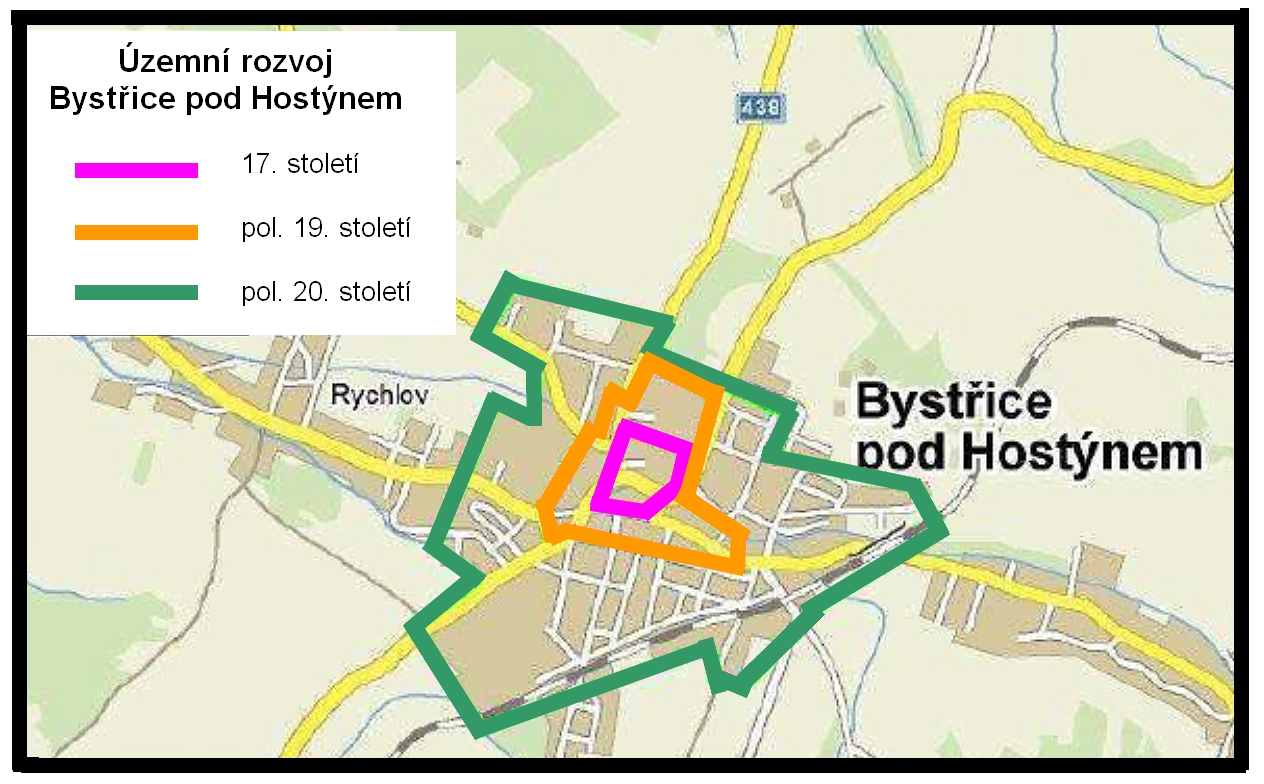 Územní rozvoj Bystřice p. Host. od 17. do 20. století